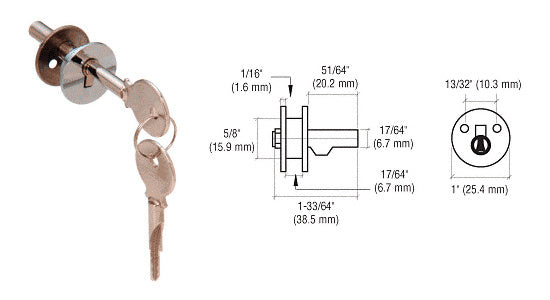 CRL Chrome Keyed Alike Lock for Cabinet Sliding Glass Door