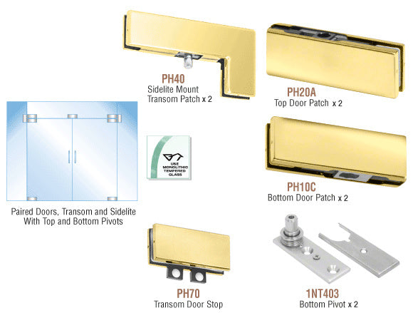 CRL North American Patch Door Kit for Double Doors for Use with Fixed Transom and Two Sidelites - Without Lock