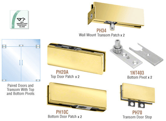 CRL North American Patch Door Kit for Double Doors for Use with Fixed Transom - Without Lock