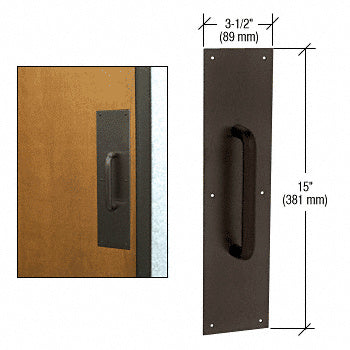 CRL 3/4" Diameter 8" Pull Handle with 3-1/2" x 15" Pull Plate