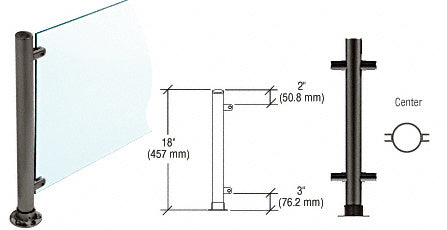 CRL Paint 18" High 1" Round PP56 Slimline Series Straight Front Counter/Partition Center Post