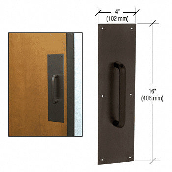 CRL 3/4" Diameter 8" Pull Handle with 4" x 16" Pull Plate