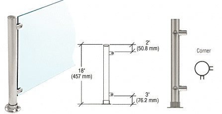 CRL 18" High 1-1/2" Round PP45 Contemporary Series Straight Front Counter/Partition Corner Post