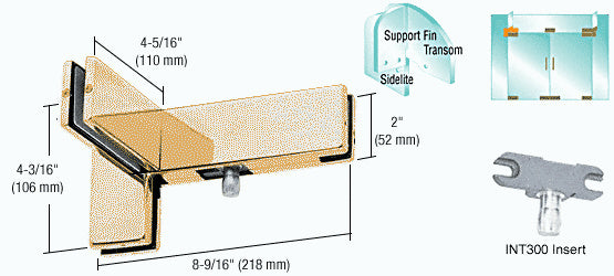 CRL Right Hand Sidelite Transom Patch with Support Fin Bracket and 1NT300 Insert