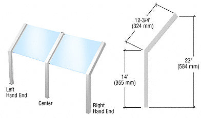 CRL Satin Anodized Sculptured Series Open Front, Glass On Slant Aluminum Sneeze Guard - Center Post Only