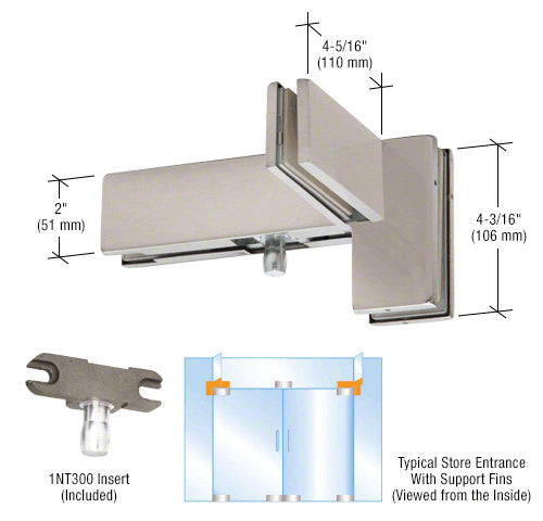 DORMAKABA® Left Hand Sidelite Mounted Transom Patch Fitting with Support Fin Bracket