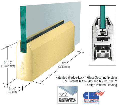 CRL Glass 4" Tapered Door Rail Without Lock - 12" Patch