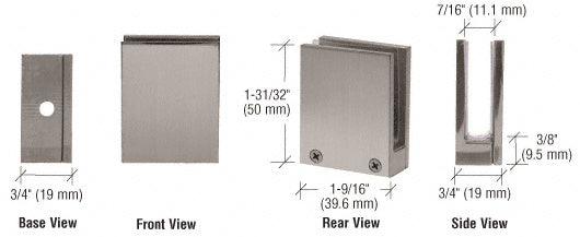 CRL Face Plate Clamp for 1/4" to 3/8" Glass