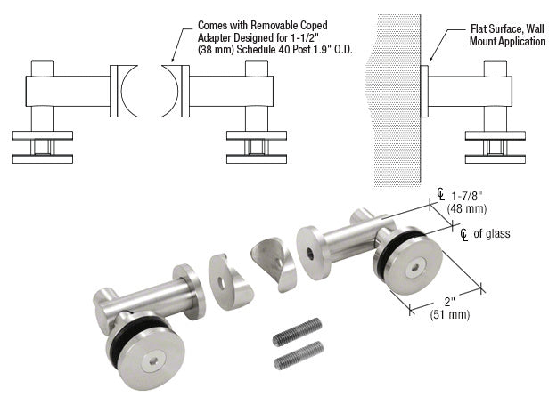 CRL 316 Double Arm Fixed Fitting Set for 1/2" Glass