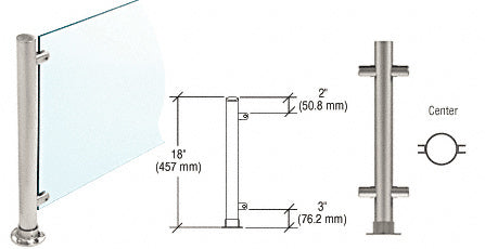 CRL 18" High 1-1/2" Round PP45 Contemporary Series Straight Front Counter/Partition Center Post