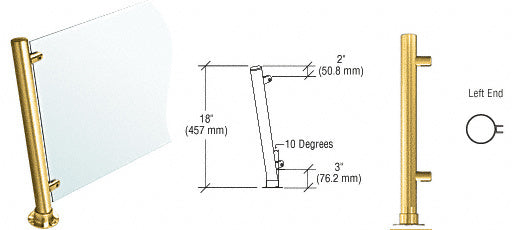 CRL 18" High 1-1/2" Round PP46 Contemporary Series Slant Front Counter/Partition Left End Post