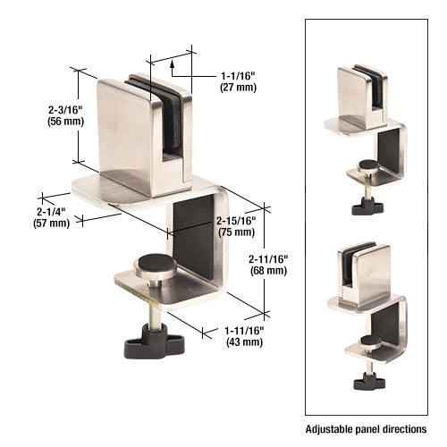 CRL Stainless Square 2" C-Clamp for 3/8" Acrylic or Glass