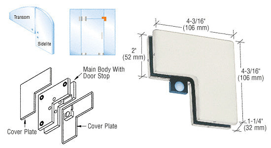 CRL Sidelite Mounted Transom Patch with Reversible Door Stop