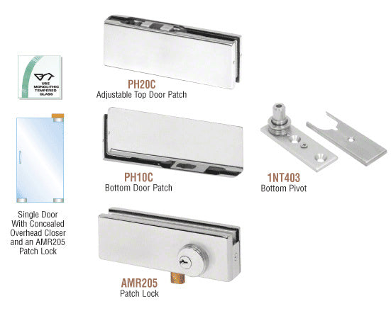 CRL North American Patch Door Kit for Use with Overhead Door Closer - With Lock