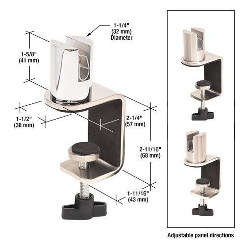 CRL Stainless Standoff 2" C-Clamp for 3/8" Acrylic or Glass