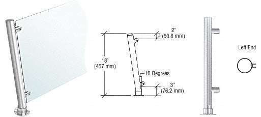 CRL 18" High 1-1/2" Round PP46 Contemporary Series Slant Front Counter/Partition Left End Post