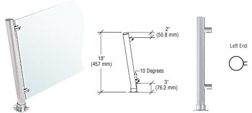 CRL 18" High 1-1/2" Round PP46 Contemporary Series Slant Front Counter/Partition Left End Post