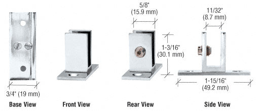 CRL Short Leg Set Screw Clamp for 1/4" to 5/16" Glass