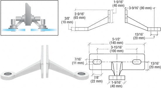 CRL Regular Duty Spider Fitting Double Arm Fin Mount Frame