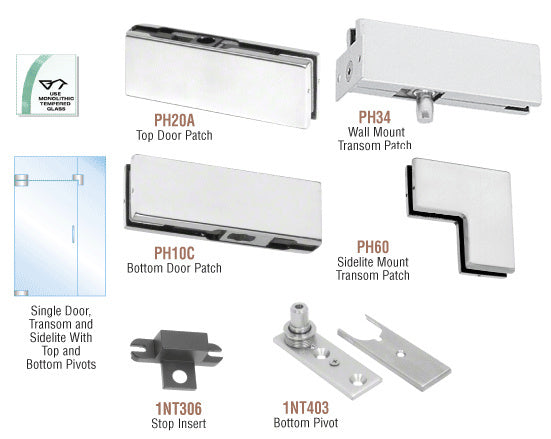 CRL North American Patch Door Kit for Use With Fixed Transom and One Sidelite - Without Lock