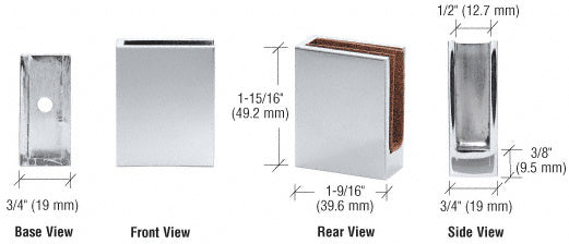 CRL Fixed Plate Corner Clamp for 1/4" to 3/8" Glass