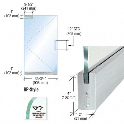 CRL Dry Glazed Frameless Glass 3' BP-Style Single Door Only Kit - without Lock