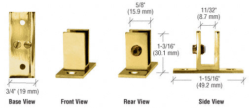 CRL Short Leg Set Screw Clamp for 1/4" to 5/16" Glass
