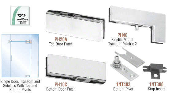 CRL North American Patch Door Kit for Use with Fixed Transom and Two Sidelites - Without Lock