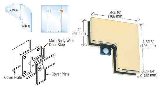 CRL Sidelite Mounted Transom Patch with Reversible Door Stop