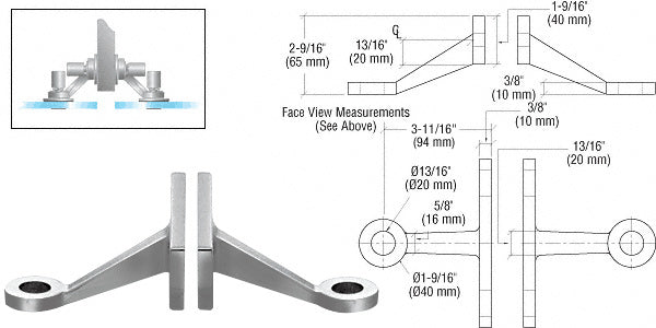 CRL Heavy-Duty Spider Fitting Double Arm Fin Mount Frame