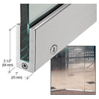 CRL RH 2-1/2" Tall Slender Profile Door Rail With Lock 35-3/4" (908 mm) Standard Length