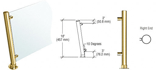 CRL 18" High 1-1/2" Round PP46 Contemporary Series Slant Front Counter/Partition Right End Post