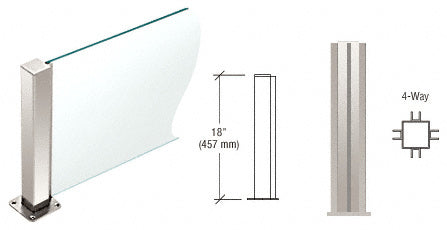CRL 18" High 1-1/2" Square PP43 Plaza Series Counter/Partition 4-Way Post