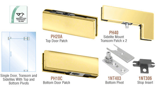 CRL North American Patch Door Kit for Use with Fixed Transom and Two Sidelites - Without Lock