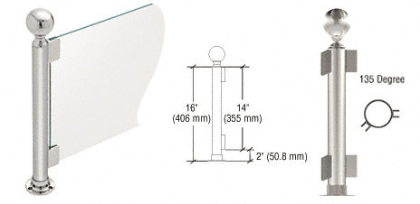 CRL 16" Round PP05 Elegant Series Counter/Partition 135 Degree Post with Air Space