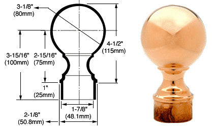 CRL Ball End Cap for 2" Tubing