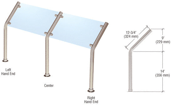 CRL Brushed Stainless Style 10 Slimline Series Fixed Glass On Slant Only Sneeze Guard - Left Hand End