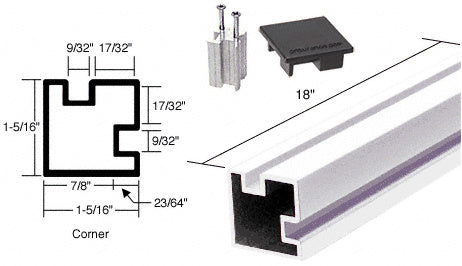 CRL 18" Corner Aluminum Counter Post