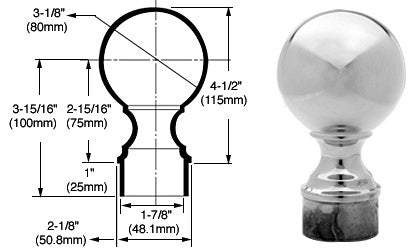 CRL Ball End Cap for 2" Tubing