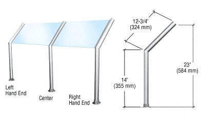 CRL Elegant Series Open Front, Glass on Slant Stainless Steel Sneeze Guard - Left Hand End Post Only