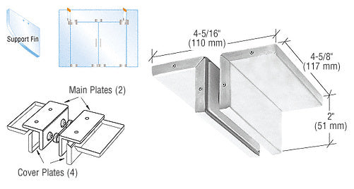 CRL Ceiling Mounted Support Fin Bracket Patch Fitting