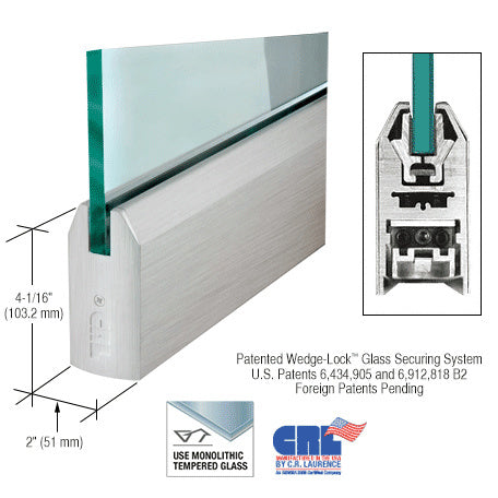 CRL Glass 4" Tapered Door Rail Without Lock - 35-3/4" Length Additional Image - 1