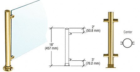 CRL 18" High 1-1/2" Round PP45 Contemporary Series Straight Front Counter/Partition Center Post
