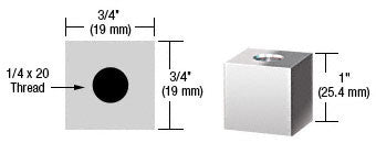 CRL 3/4" Square Standoff Base 1" Long