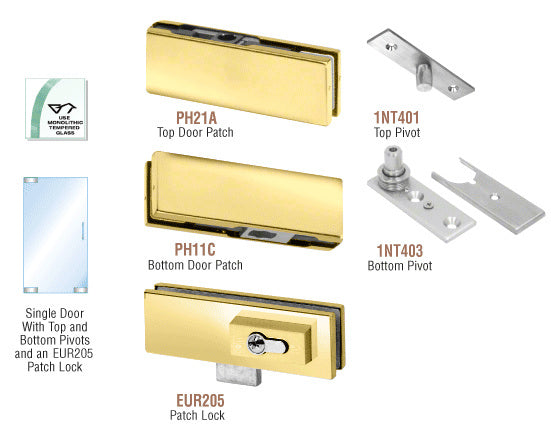 CRL European Patch Door Kit - With Lock