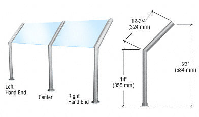 CRL Elegant Series Open Front, Glass on Slant Stainless Steel Sneeze Guard - Left Hand End Post Only