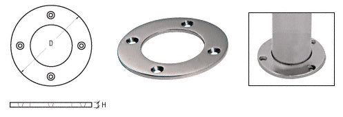 CRL Round Base Plate for 1-1/2" Round Tubing