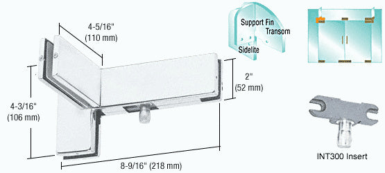 CRL Right Hand Sidelite Transom Patch with Support Fin Bracket and 1NT300 Insert