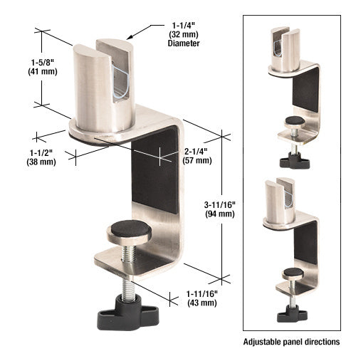 CRL Stainless Standoff 3" C-Clamp for 1/4" Acrylic or Glass