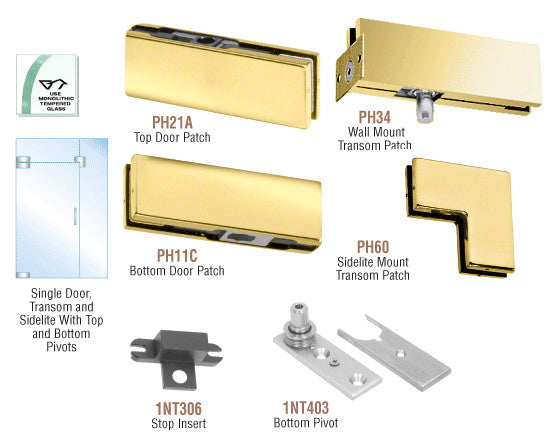 CRL European Patch Door Kit for Use with Fixed Transom and One Sidelite - Without Lock